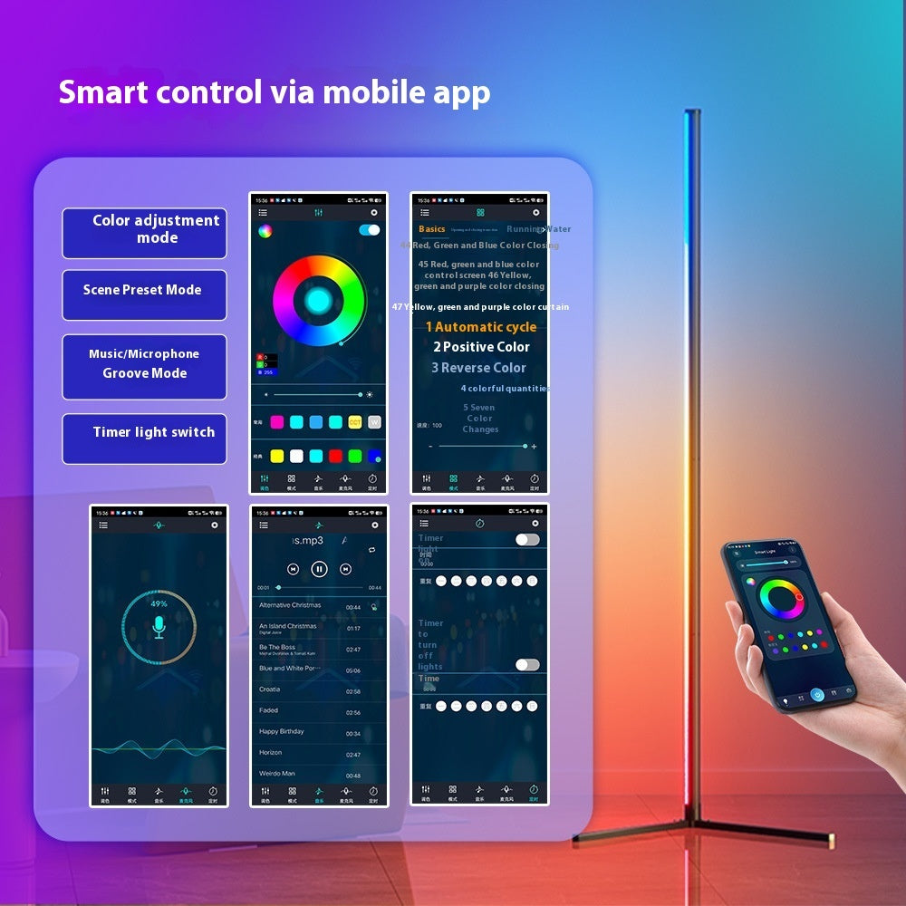 Floor Ambience Light RGBIC Corner Lamp Three-section Splicing